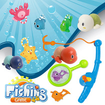 The new version of childrens puzzle bath fishing toy set environmental protection fun fishing fun water floating fishing fish