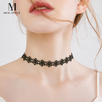 Flowers Choker Retro Neck Ornament Short Neck Strap Necklace Necklace Woman Tide Korea Lock Bone Chain Mesh Red Neck Chain