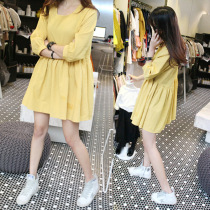 Korean maternity dress summer 2021 New coat loose seven-point sleeve bottoming princess doll dress cotton dress