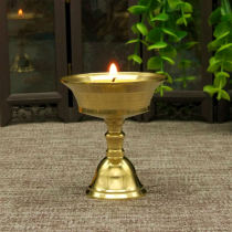 Ghee lamp holder pure copper thick model for Buddha before ghee grain candle holder polished copper lamp home long light table multi-purpose