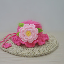 Spring and autumn and winter female baby lace fisherman hat warm lace flower princess hat Hand hook wool modeling hat