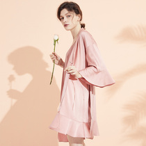 (Break Code Straight Down) Superior Sexy Sleepwear Woman Spring Summer Bride Morning Gown Ice Silk Sleeping Gown Emulated Silk Home Clothing