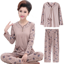 Mom mother-in-law pajamas ladies middle-aged spring summer autumn pure cotton elderly lady grandma long-sleeved thin large size home clothes