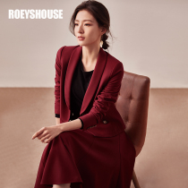 Luo Yi temperament commuter fashion suit new suit jacket big skirt wine red two-piece 01415
