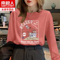 2021 New Cartoon cotton large size long sleeve T-shirt female thin spring autumn fat mm loose slim coat tide