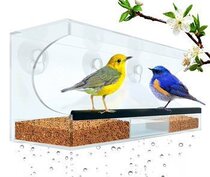 Nail-free acrylic bird feeder Bird cage Bird nest Bird food box Food cup Transparent wall style bird feeder