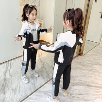 Girls spring suit 2021 new net red foreign style childrens sports little girl fashion clothes two-piece set tide