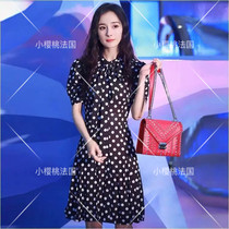 (cherry France) maje star Yang power the same dress in a dress with a long skirt in a summer dress female snowy black and white dot
