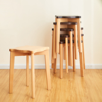Solid wood home small bench bench shoe stool high wooden bench living room table can be stacked spare square stool creative makeup stool