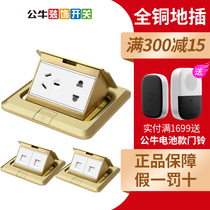 Bull Ground Plug 5 Hole Phone Computer Floor Plug Full Copper Floor Plug Waterproof Floor Socket