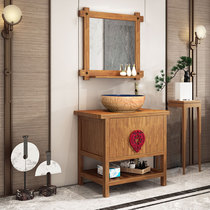Chinese washbasin cabinet combination basin cabinet toilet wash table solid wood bathroom cabinet combination floor-standing small apartment