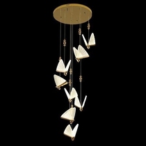 Nordic postmodern creative personality restaurant lamp Net red Bedroom bedside butterfly small chandelier Golden long line bay window lamp