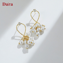 925 silver pin earrings summer wild female temperament Net red 2021 New Tide fashion imitation pearl simple earring