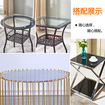 Small coffee table tempered glass desktop round countertop table household small round table transparent Vine table square board custom