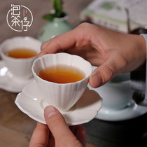 High white jade porcelain coaster kung fu tea set Tea Cup master cup tea mat tea cup anti-hot heat insulation cup holder ceramic tea ceremony