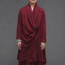 Chinese style cotton and linen Hanfu mens ancient style loose lay meditation meditation tea suit suit retro ethnic cloak mens clothing