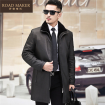 ROADMAKER DEERSKIN FUR COAT LAPEL mink COAT FUR LEATHER Nick suit MENs MEDIUM and long trench coat