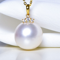 Xinlun eyelashes 18K gold nanyang Australia white sea pearl pendant necklace crashed single round collar bone