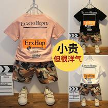 Baby handsome children half sleeve suit summer children summer boys 3 years old 1 male treasure 2 young children foreign style 0 clothes