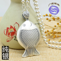 999 silver fish pendant retro sterling silver large fish ethnic style female sweater chain long necklace pendant to send birthday