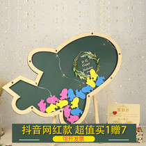 Net red aircraft Mori creative wood chip sign-in frame custom tremble sound same signature book gift gold guest sign-in desk