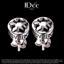 French IDee star treasure stone silver earrings men and women single hip hop couple jewelry 925 sterling silver earrings