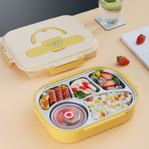 Office worker portable dinner plate separated type with lid and fat dining adult canteen to heat one person food with a divided microwave oven