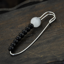 Retro Cats Eye Stone black color stone bead brooch pin sweater scarf accessories ethnic style Korean men and women handmade accessories