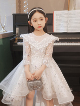 Girls high-end evening dress puffy gauze childrens host piano performance foreign girl birthday princess dress