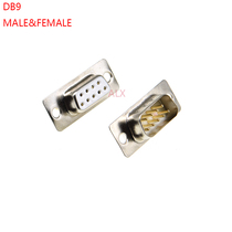 Gold-plated solid needle needle DB9 male female welding wire serial connector plug RS232 D-SUB
