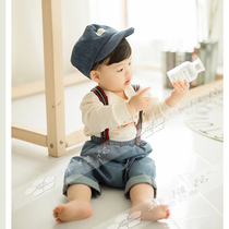Two-year-old boy Korean version of children Photographic clothing Cowboy back with pants 19 years exhibition New pint of real photo clothes