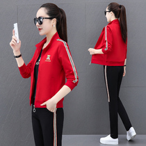 BBQ sports suit womens spring autumn 2022 new fashion Relaxed Foreign Air Weaters Casual Running Suit Three Sets of Tides
