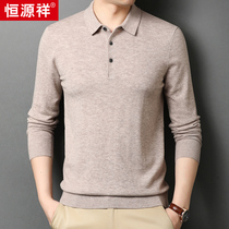 Hengyuanxiang mens autumn and winter mens pure cardigan lapel warm sweater pullover sweater solid color base shirt