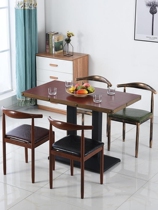 Iron horn chair backrest stool imitation solid wood Nordic dining chair simple coffee milk tea shop restaurant table and chair combination