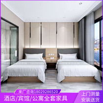 Express Hotel Hotel Furniture Bed Modern Simple Apartment Room Standard Room Double Bed Combination TV Cabinet Full Custom