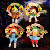 Halloween decorative Scarecrow wreath festival hotel mall classroom decoration pendant Straw wreath props