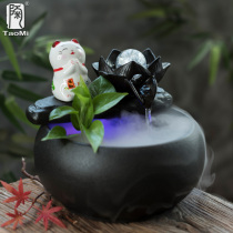 Pottery fans household ceramic water flow device living room fountain humidifier fish tank desktop office feng shui rich ornaments