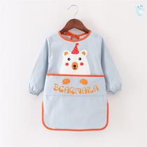 Baby eating clothes waterproof and anti-dirty childrens small apron baby rice pocket drawing long sleeve bib autumn and winter anti-dressing