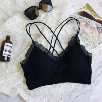 Japan Summer Beauty Back Underwear Lady Fine Cross Harp Chest Cushion Integrated Bra No Steel Ring Wrap Chest Beat Bottom Smear