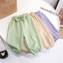 Girl 90% Pants Cute Summer Dress Foreign Air Baby Mosquito-Proof Pants Bunches Pants Slim Bow Tie Light Caged Pants Children Clothing
