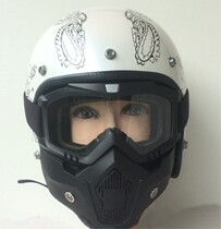 Motorcycle retro helmet small shell steel whip strip Prince Harley helmet goggles color multi-color optional