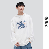 Beginners good and evil Chinese wind spring and summer new embroidery necropolis Chauded lovers blouses men and women with caps and hoodie