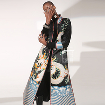  Cloud decoration totem original design womens long coat ethnic wind plate Silver Tamron long-sleeved folio thin coat windbreaker