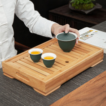 Bamboo small tea tray rectangular dry bubble pan large and small mini tray water storage household tea tray office tea table