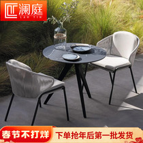 Outdoor table and chair combination courtyard garden terrace leisure table and chair balcony bamboo and rattan chair designer homestay outdoor furniture