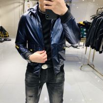 Jacket mens fashion European station handsome personality mens 2019 autumn new trend brand bright face hooded casual jacket men
