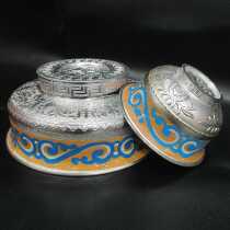 Mongolian Bowl Silver Bowl Toast Toast Bowl of Inner Mongolia Mongolian Mongolian Handicraft Color Painted Silver Bowl Dancing Bowl Props Silver Bowl