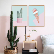 DIY digital oil color painting hand-painted decorative background hanging painting simple literary hipster summer cactus