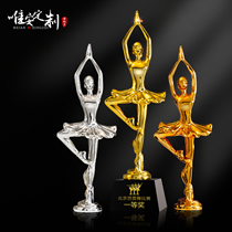 Ballet dancer new creative golden resin gilded dancer goddess enterprise staff free lettering trophy customization