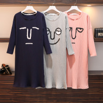 Big Code Sleeping Dress Woman Spring Autumn Pure Cotton Fat MM200 Catty 300 Catty Easy Plus Fat Increase Pregnant Woman Cartoon Full Cotton Pyjamas